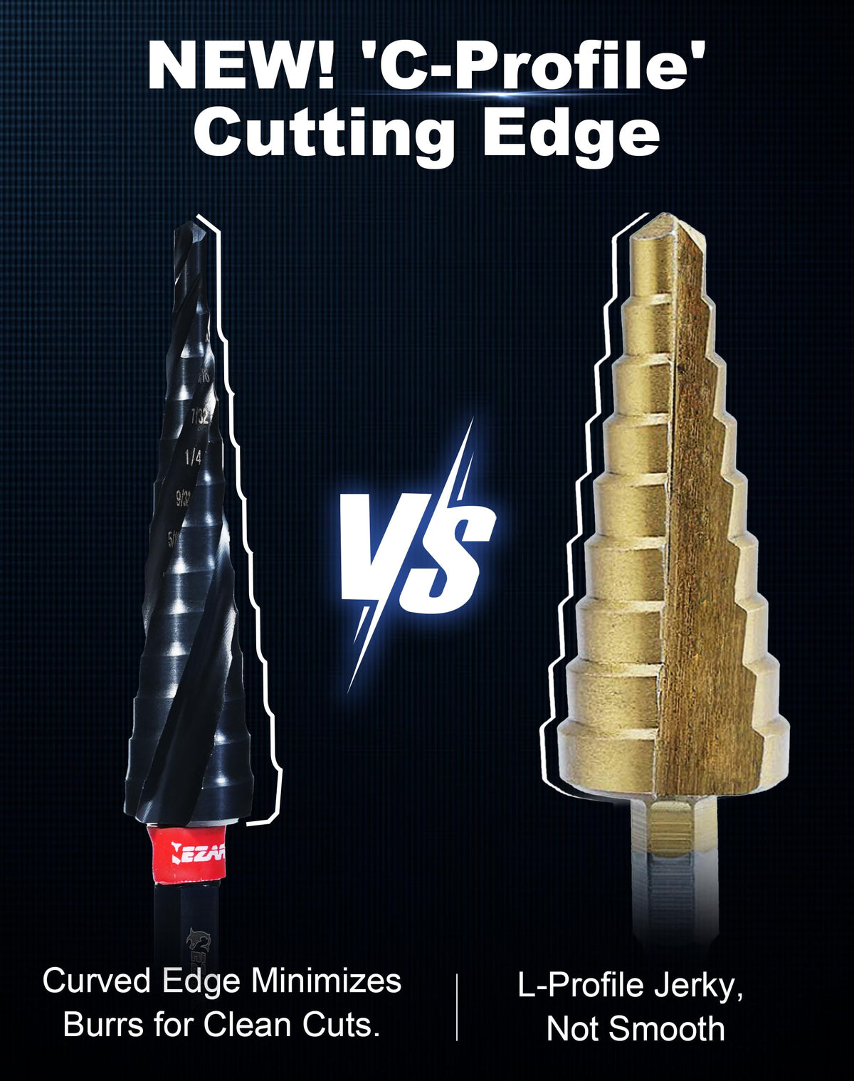 EZARC M35 Cobalt Step Drill Bit for Metal, 1/8"-1/2", 1/4" Hex Shank