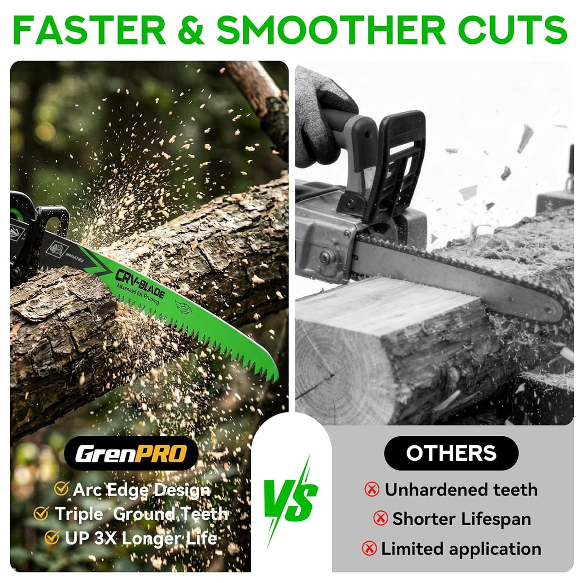 GRENPRO 6 Pack 12Inch Reciprocating Saw Blades, 6TPI Arc Edge for Pruning