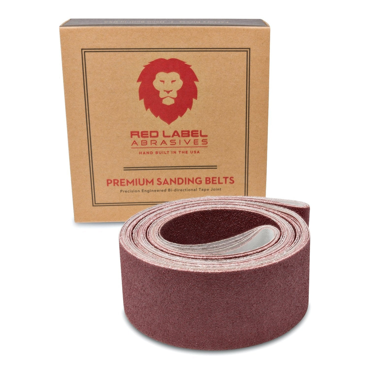 Red Label Abrasives 2 X 72 Inch Flexible Aluminum Oxide Multipurpose Sanding Belts for Woodworking, Leather, Rubber, Plastic, & Light Metal Working - 60, 80, 120, 220, 320, 400 Grit 6 Pack Assortment