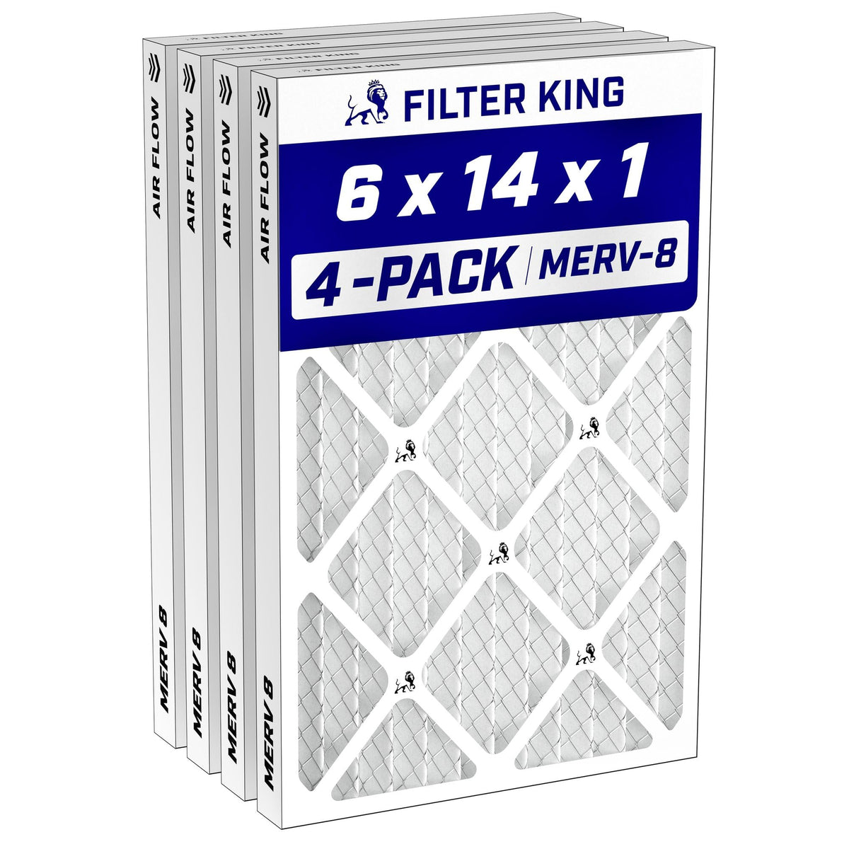 6x14x1 Air Filter MERV 8, AC Furnace Filters (4-Pack)