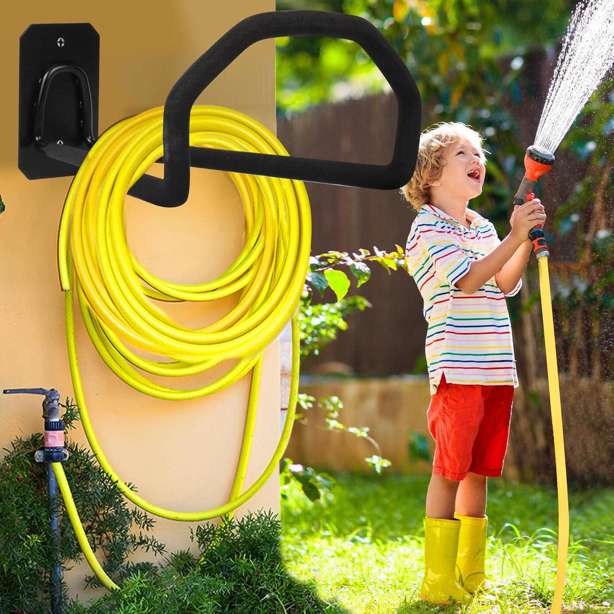 Garden Hose Holder Hose Hanger Wall Mount Water Hose Holders for Outside | Oversized Heavy Duty Hose Rack for 300ft