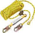 Rope Harness Safety Lanyard 25FT, Vertical Lifeline Assembly | Grab Snap Hooks Shock Absorber, Fall Protection Tree