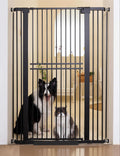 55" x 29-40" Wide Extra-Tall & Extra-Wide Adjustable Hardware/Pressure-Mounted Pet & Child Safety Gate with Dual-Lock Walk-Through Swing Door for Stairs, Hallways & Wide Doorways — Black