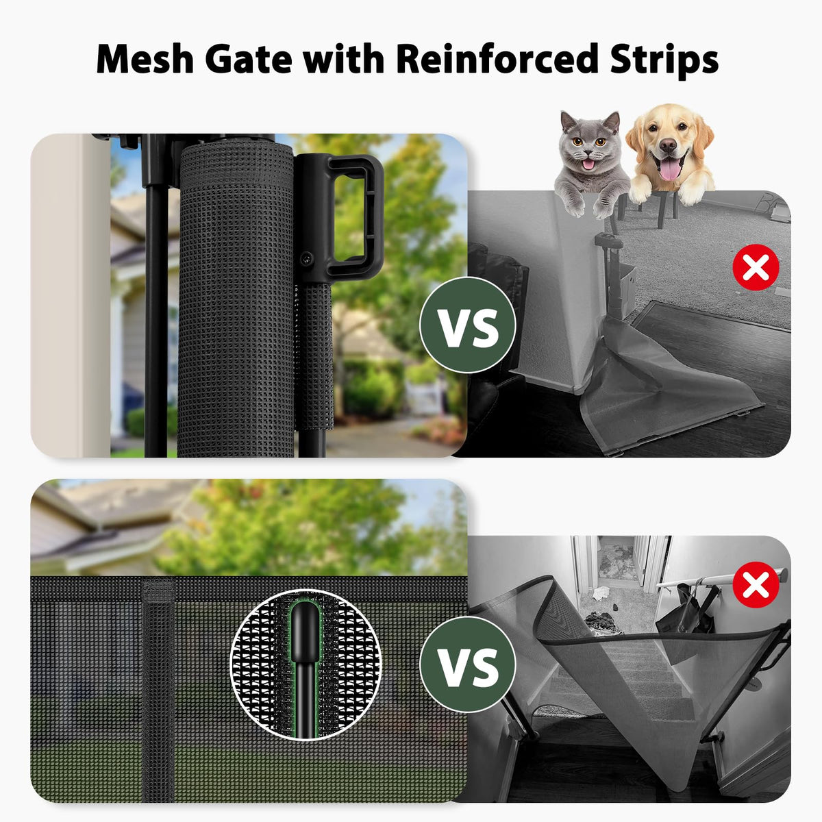 250" Extra-Wide Retractable Indoor Mesh Pet & Child Safety Gate with One-Hand Safety Lock for Wide Openings, Patios & Stairways