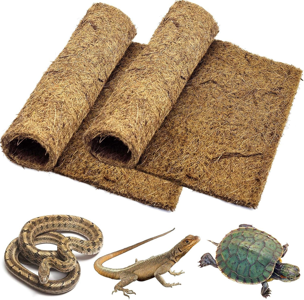 PIVBY 2 PCS Reptile Carpet, Natural Coco Coir Mat (19.6" x 11.7"), Coconut Fiber Substrate Pet Terrarium Liner for