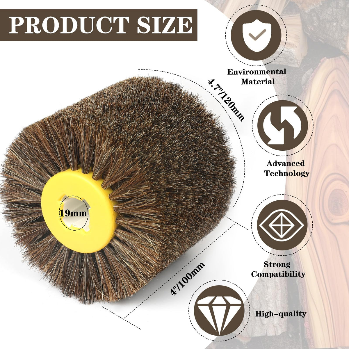 Shinboc 4.7x4 Inch Surface Conditioning Tool, Horse Hair Abrasive Wheel