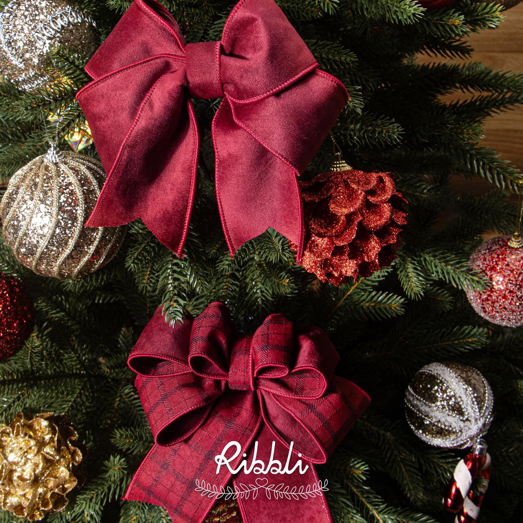 Dark Red Velvet Wired Ribbon