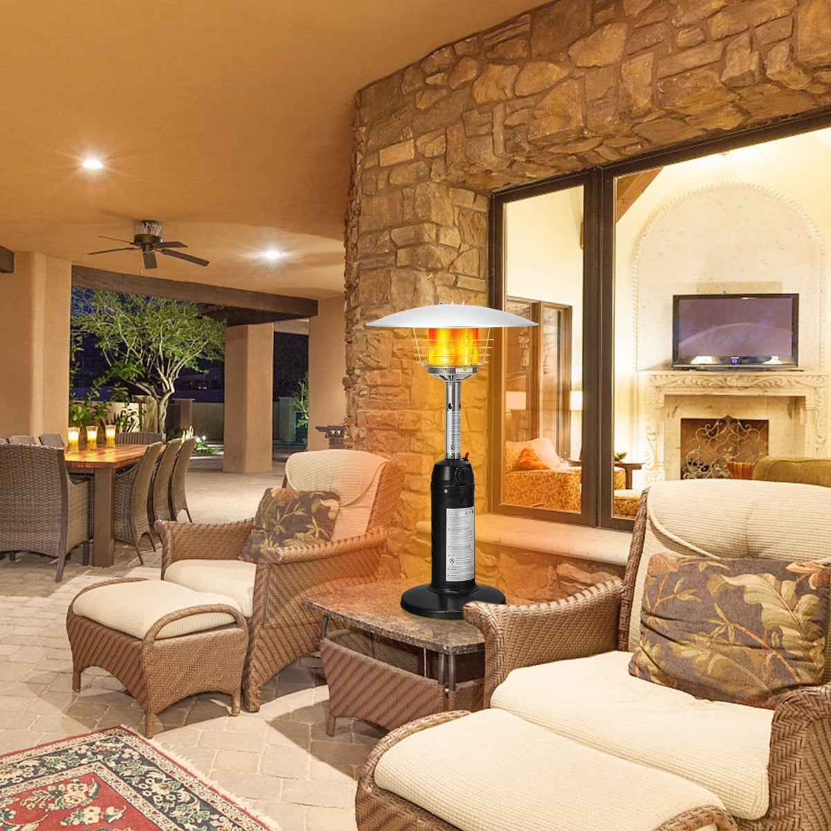 11,000 BTU Tabletop Patio Heater, Outdoor Stainless Propane Heater