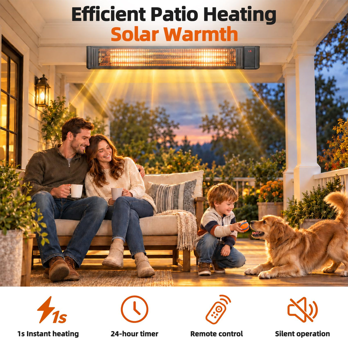 3000W Infrared Patio Heater, Wall Mounted Electric Outdoor