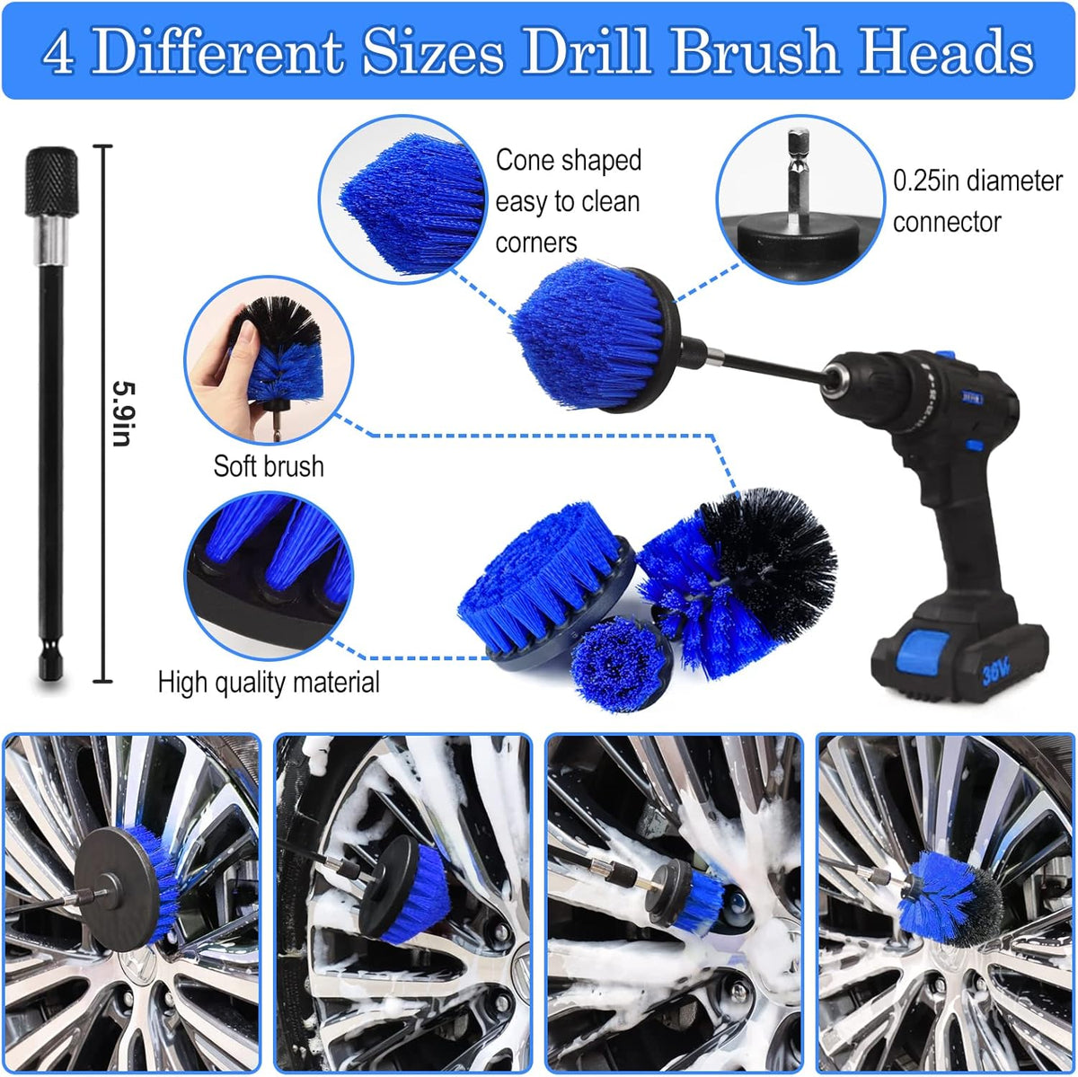 27Pcs Car Detailing Kit, Car Cleaning Kit, Car Detailing Brush Set, Drill Brush Set, Car Detailing Brushes, Car Wash