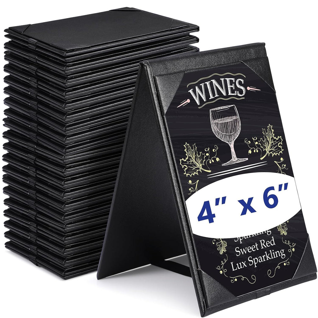 30 Pack Leather Table Tents Double Sided Menu Holders, 4 x 6 Inch