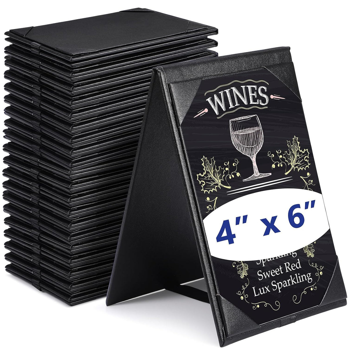 30 Pack Leather Table Tents Double Sided Menu Holders, 4 x 6 Inch