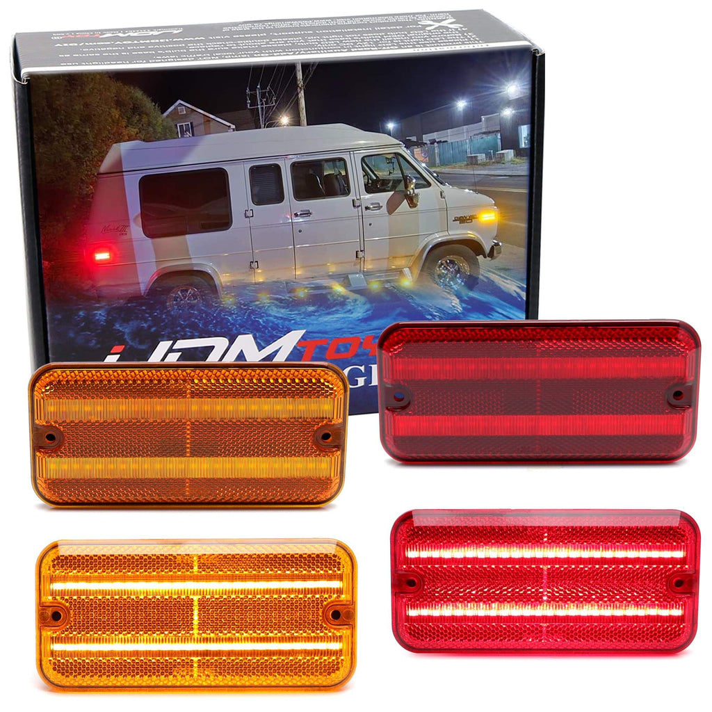 iJDMTOY LED Front/Rear Side Marker Lights For GMC/Chevy 1985-1995 Van