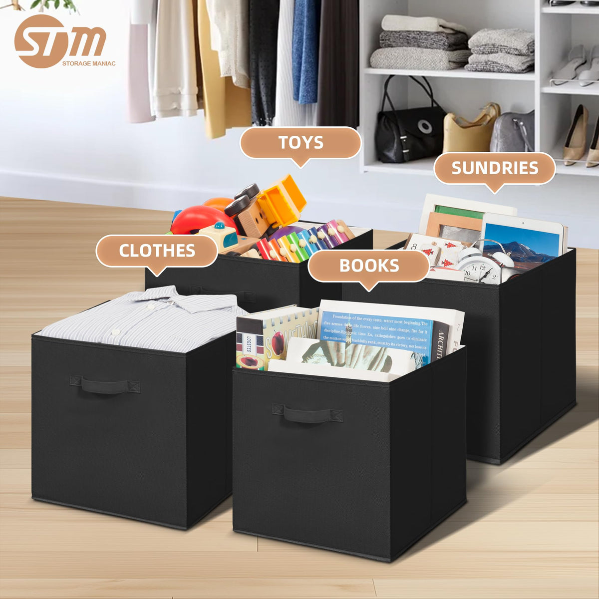 Storage Cubes, 13 Inch 10 Pack Collapsible Fabric Shelf Bins