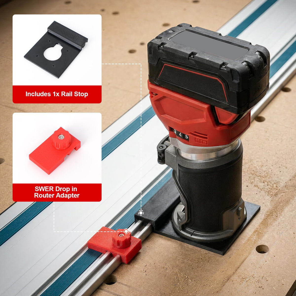 SWER Guide Rail Adapter for Milwaukee Compact Router, Precision Track Guide