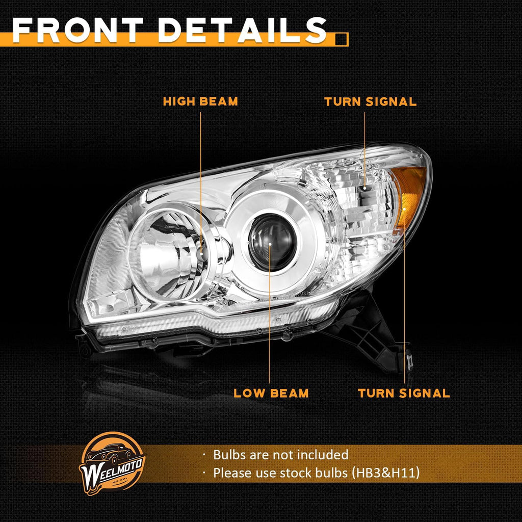 WEELMOTO Headlights Assembly for 2006-2009 Toyota 4Runner SR5/Sport/Limited