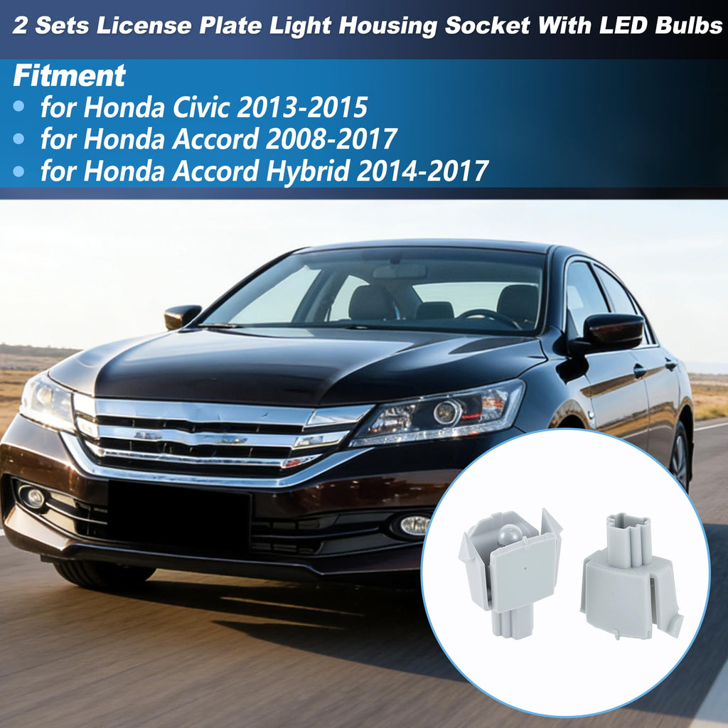 INFINAUTO License Plate Light Housing Socket with LED Bulb for Honda 13-15
