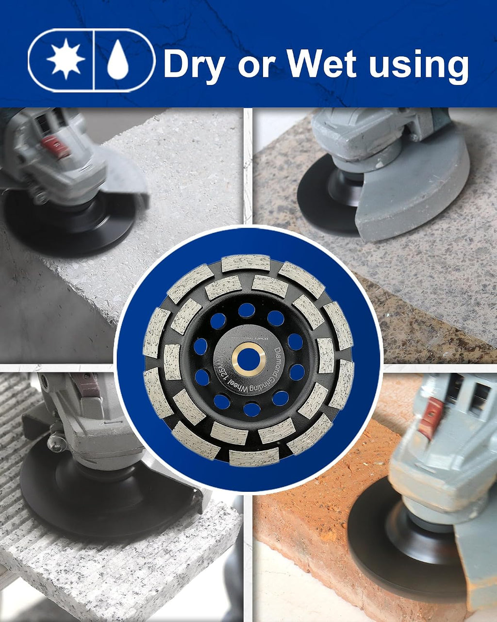 SHDIATOOL 5-Inch Double Row Diamond Grinding Cup Wheel for Concrete