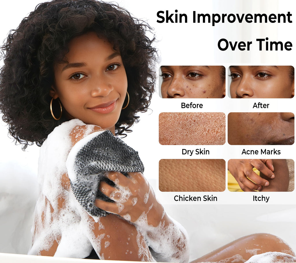 African Net Sponge Authentic - Exfoliating Body Scrubber Bath Sponge - Washcloth Back Scrub for Shower Body