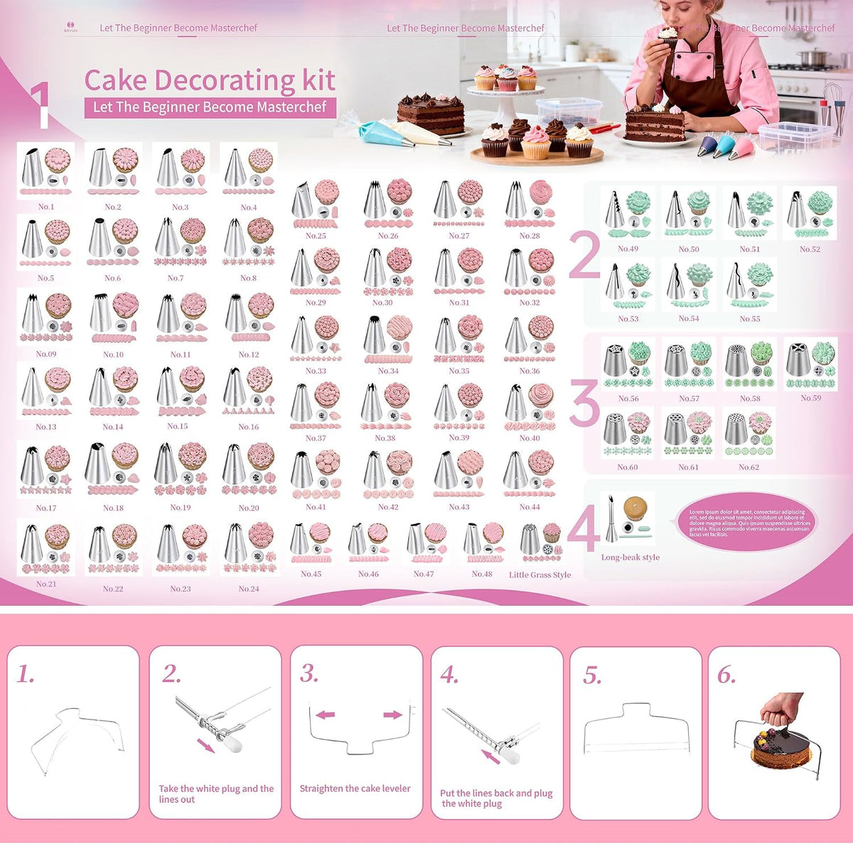 138 Cake Decorating Kit, Baking Supplies Tools for Beginners & Pros