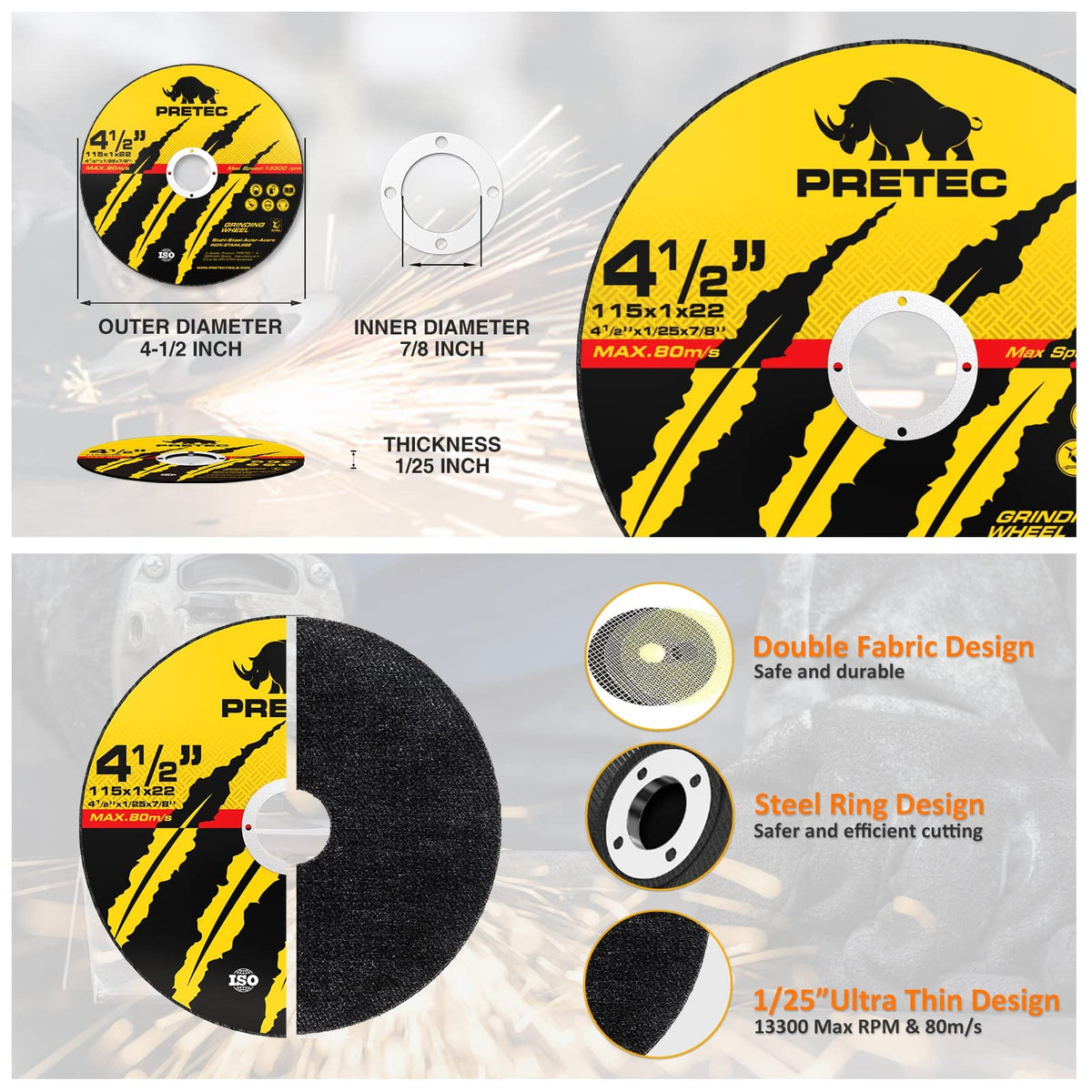 27 Pack Cut Off Wheels 4-1/2", Metal Cutting Wheel for Angle Grinder