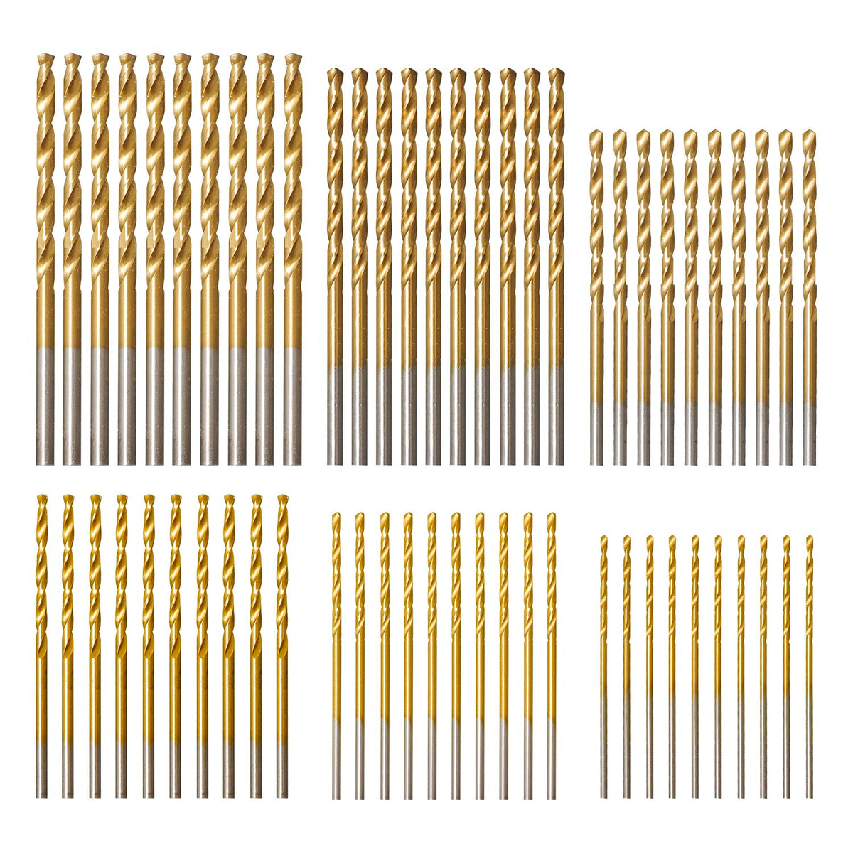 amoolo Titanium Drill Bit Set (60 pcs), Premium 4341 HSS Micro Drill Bits for Wood, Metal, Steel, Plastic, Aluminum Alloy, 3/64"-1/8"