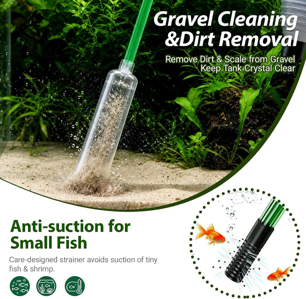 Aquarium Gravel Cleaner, 3-in-1 Tank Vacuum Siphon Water Changer