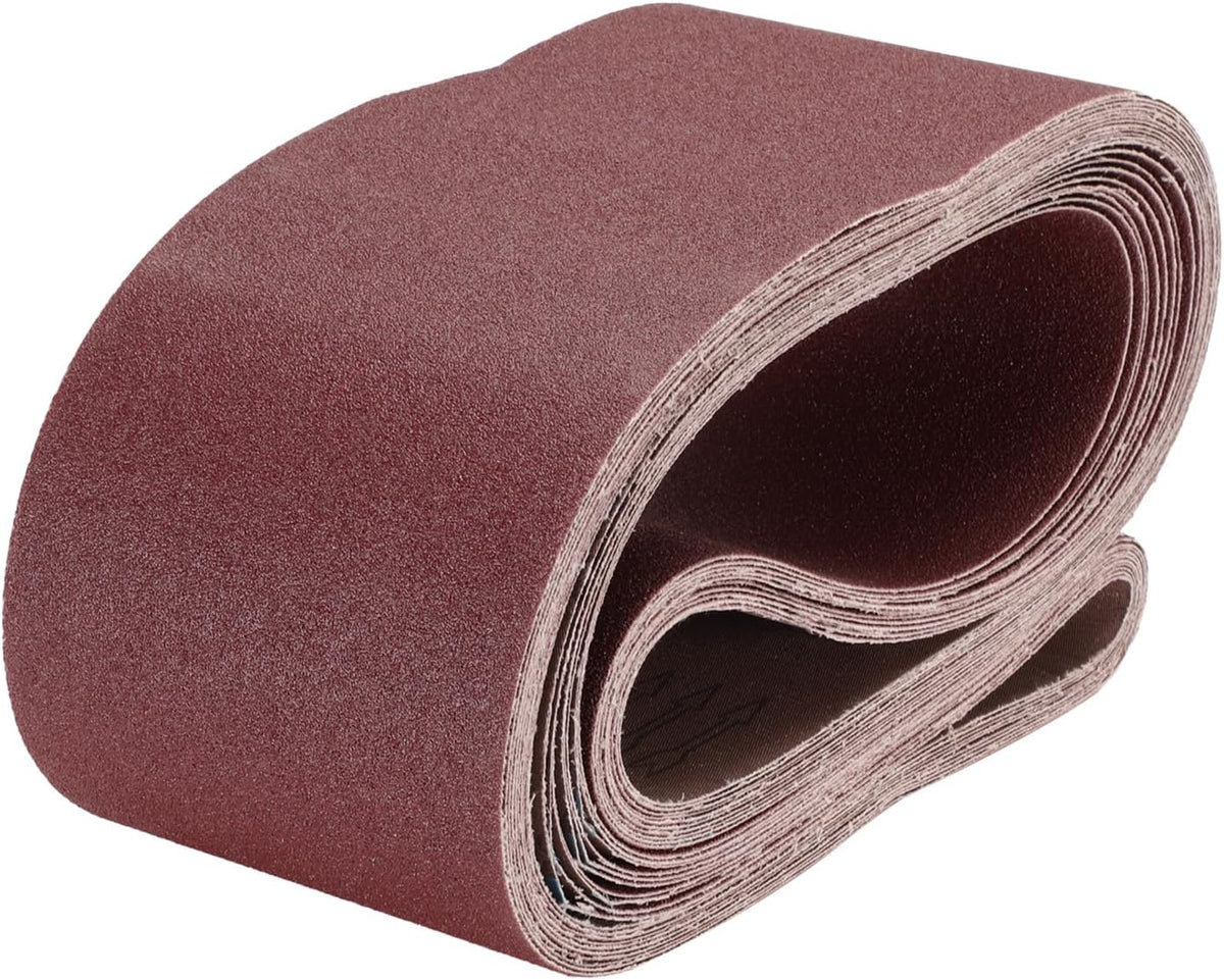 uxcell 10pcs 6" x 89" Sanding Belts 80 Grits Aluminum Oxide Abrasive Belt Sander Paper Sanding Papers for Metal Wood Grinding Polishing, Reddish Brown