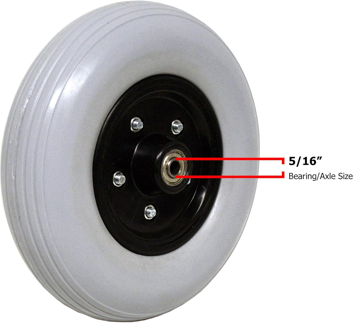 ALCO 8" x 2" (200x50) Heavy Duty Wheel (Each) for Jazzy, Pride, Jet Power and Many Other Standard Wheelchairs. Firm Tread for Easier Rolling (Grey). 5/16" (8 mm) Bearing, 2-3/8" (60 mm) Hub Width