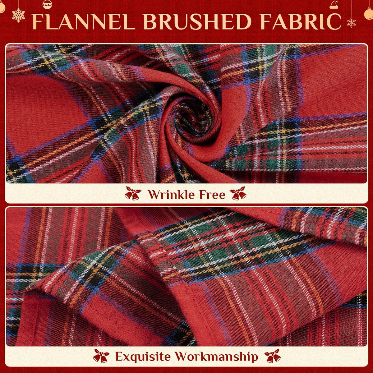 Christmas Checkered Tablecloth Rectangle, Red, 54 x 80 Inch