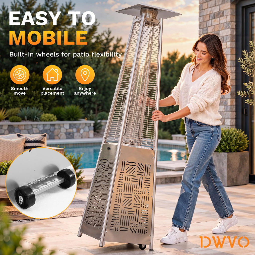 48,000 BTU Pyramid Patio Heater w/Side Panel, 89" Propane Heater