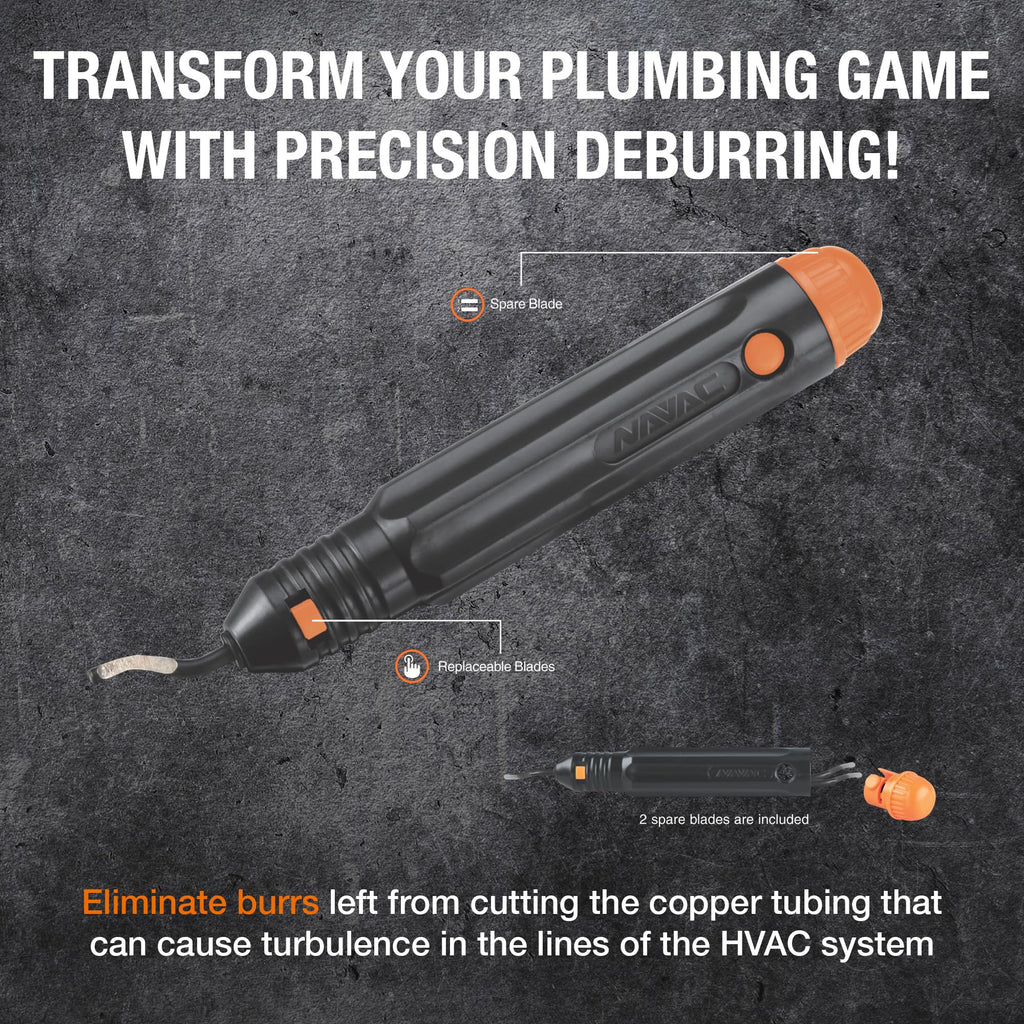 NAVAC NTD28 Copper Tubing Deburrer - Replaceable Blade, 2 Spares