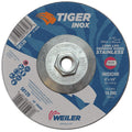 Weiler 58128 6" x 1/4" Tiger INOX Type 27 Grinding Wheel, INOX24R, 5/8"-11 Nut (Pack of 10)