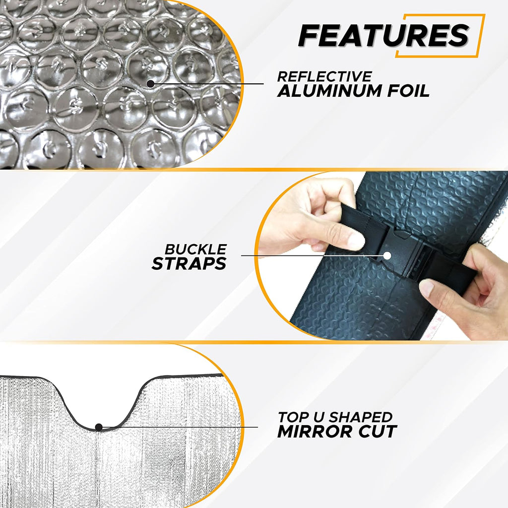Accordion Car Windshield Sun Shade | Car Sun Visor to Protect Harmful UV Rays | Foldable Automotive Windshield