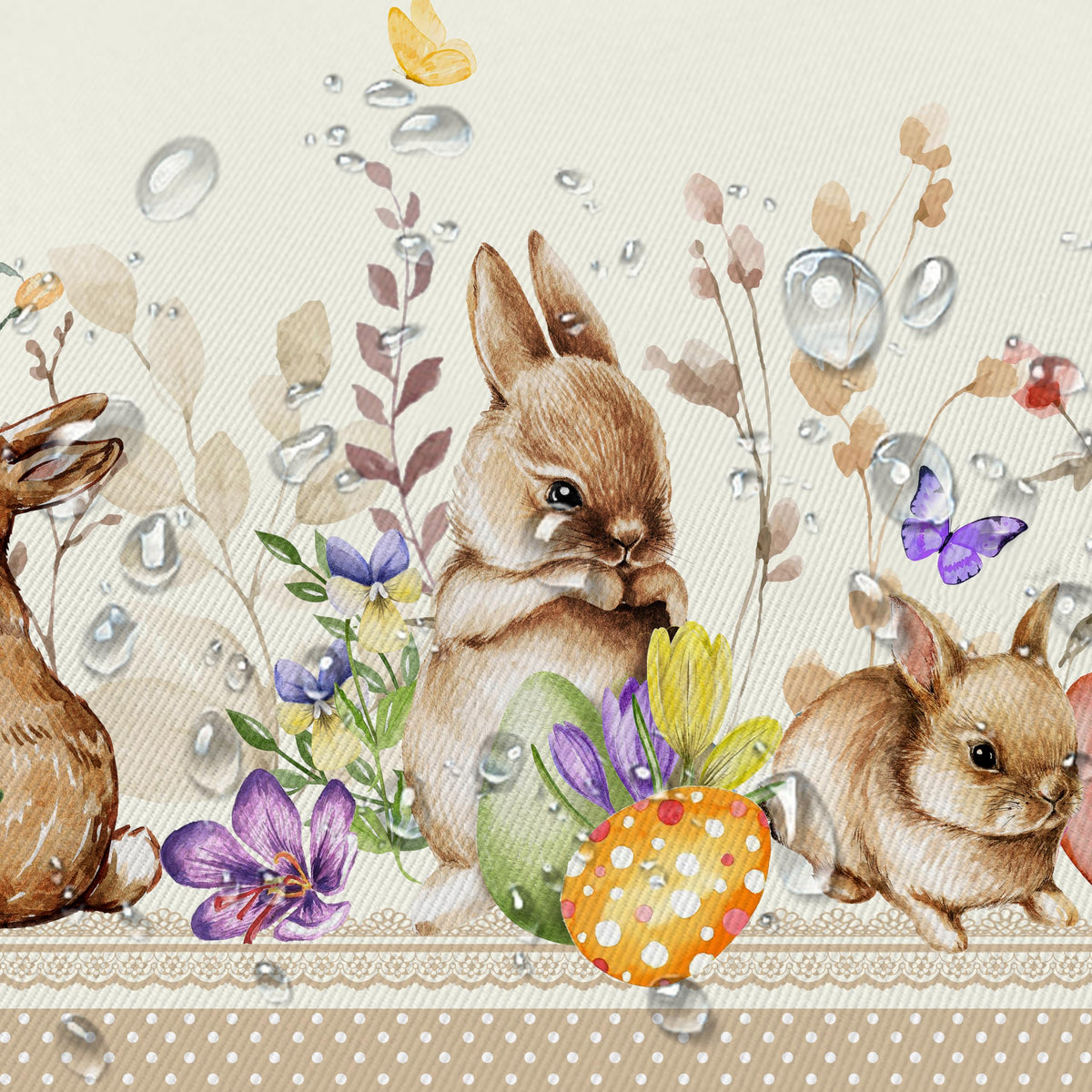 Rectangular Easter Tablecloth 60x120Inch, Spring Floral and Bunny Easter Egg Watercolor Tablecloth, Waterproof
