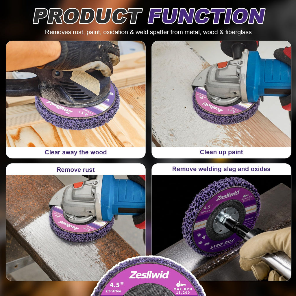 5 Pack 4.5" Strip Discs Rust Remover Paint Stripper for Angle Grinder