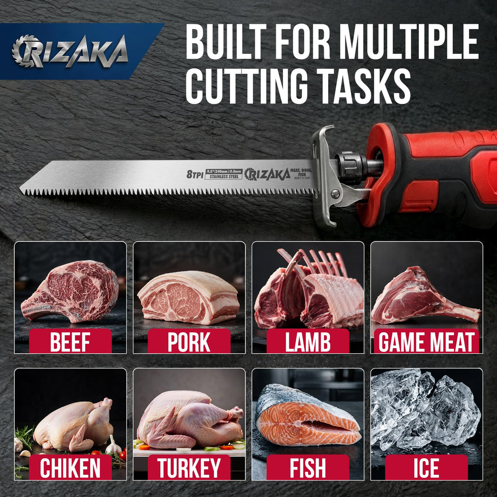 RIZAKA 6 pcs Reciprocating Saw Blades for Frozen Meat, Bone - 3/5/8TPI
