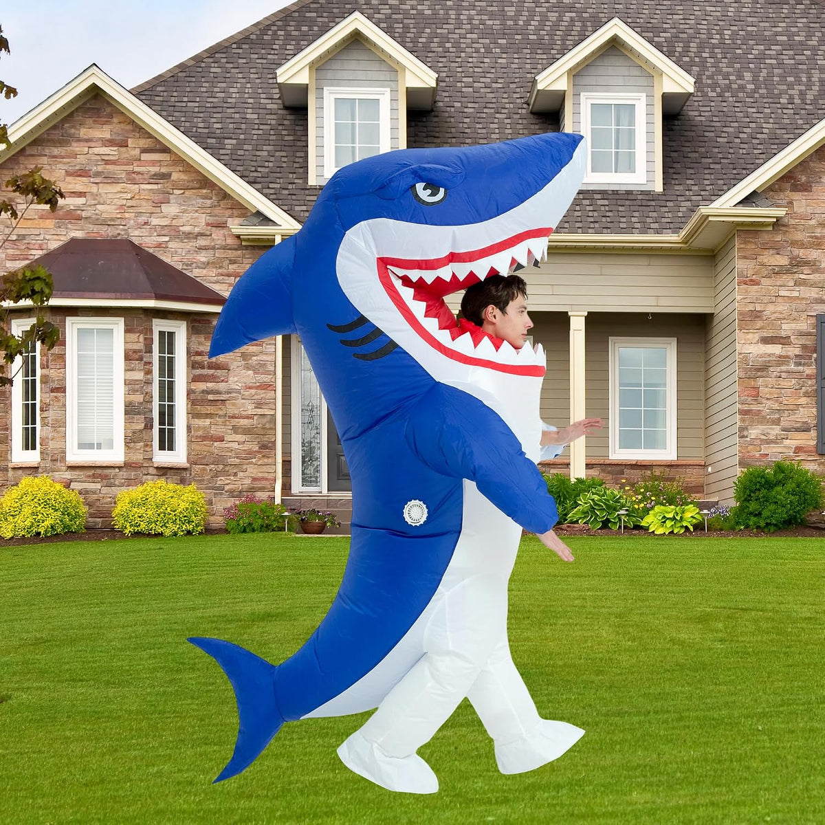 Halloween Inflatable Costume Adult,Blow Up Full Body Shark Suit Men Women