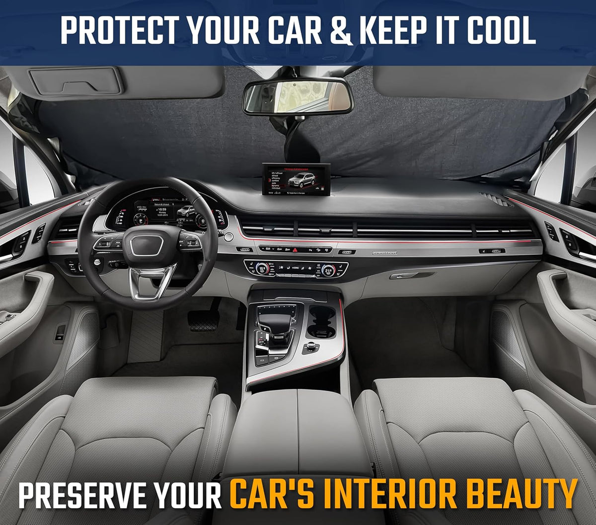 2026 Upgraded Car Windshield Sun Shade with Innovative No Light Pass High Coverage Technology, Foldable Window