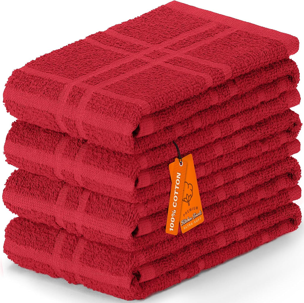 Large Kitchen Towels, 100% Cotton, Plaid Rags, 15 x 25, Assorted