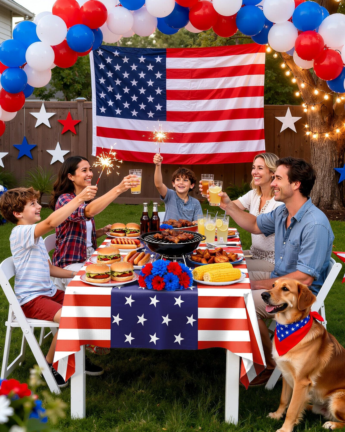 Patriotic Plastic Table Cloth Disposable 10 Pack，American Flag