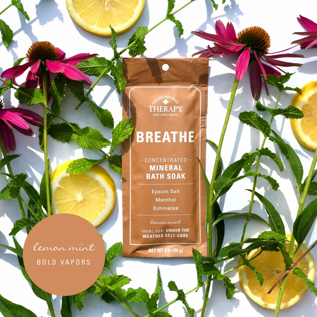 Breathe Concentrated Mineral Bath Soak, Lemon Mint, 2 Oz, Pack of 12