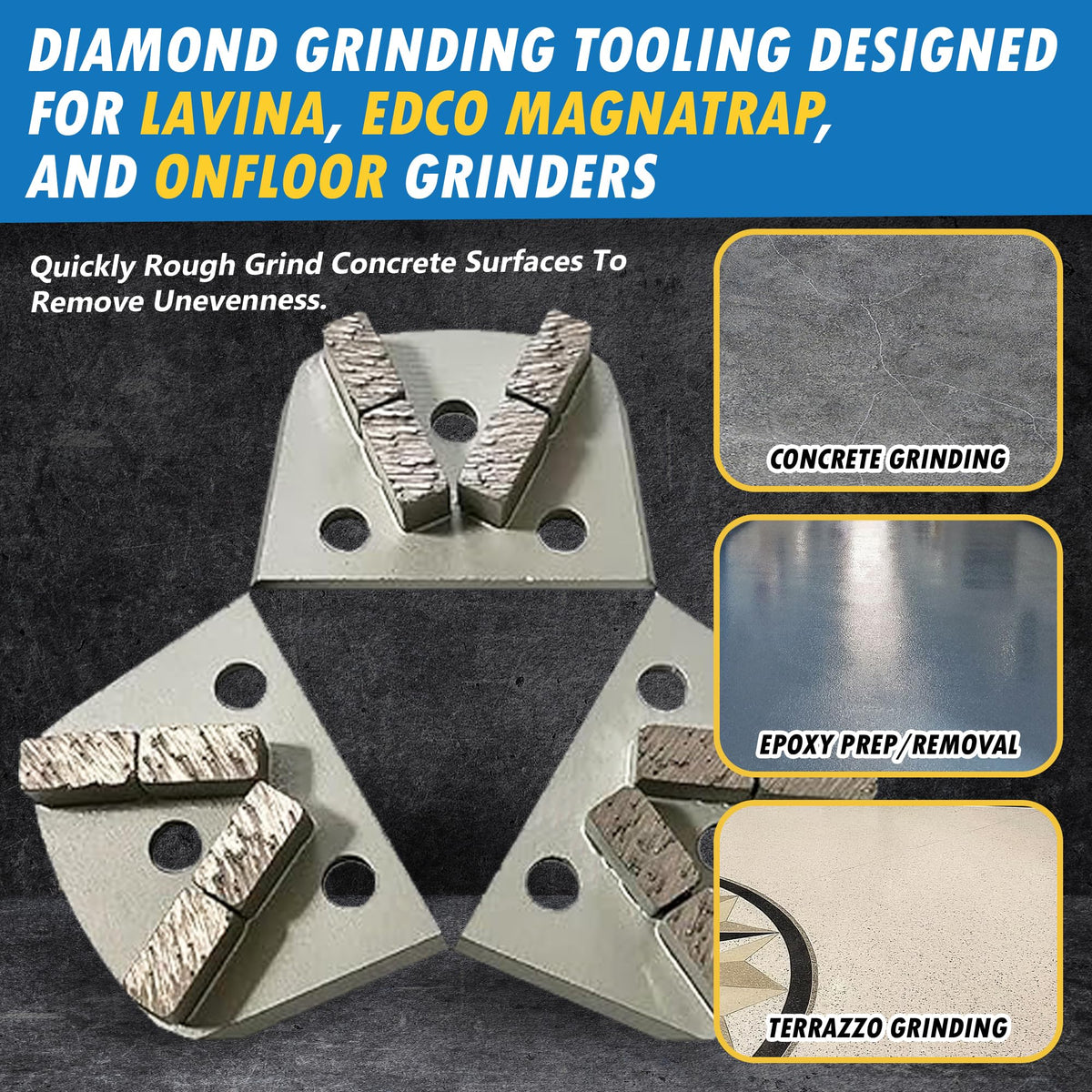 Diamond Grinding Discs for Lavina, #30/40 Grit, Premium Extra Soft Bond