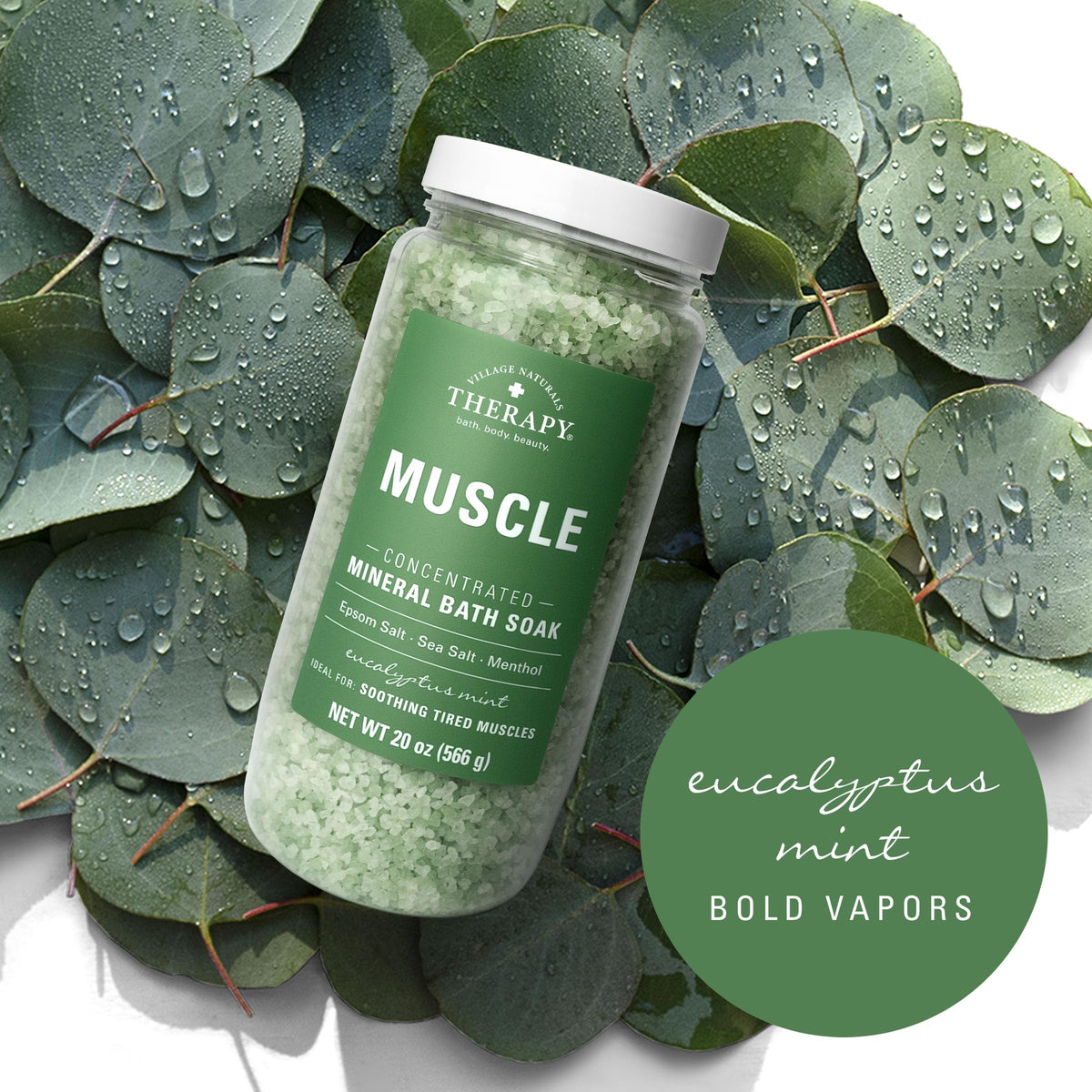 Muscle Concentrated Mineral Bath Soak, Eucalyptus Mint Scent, 20 oz, Pack of 4