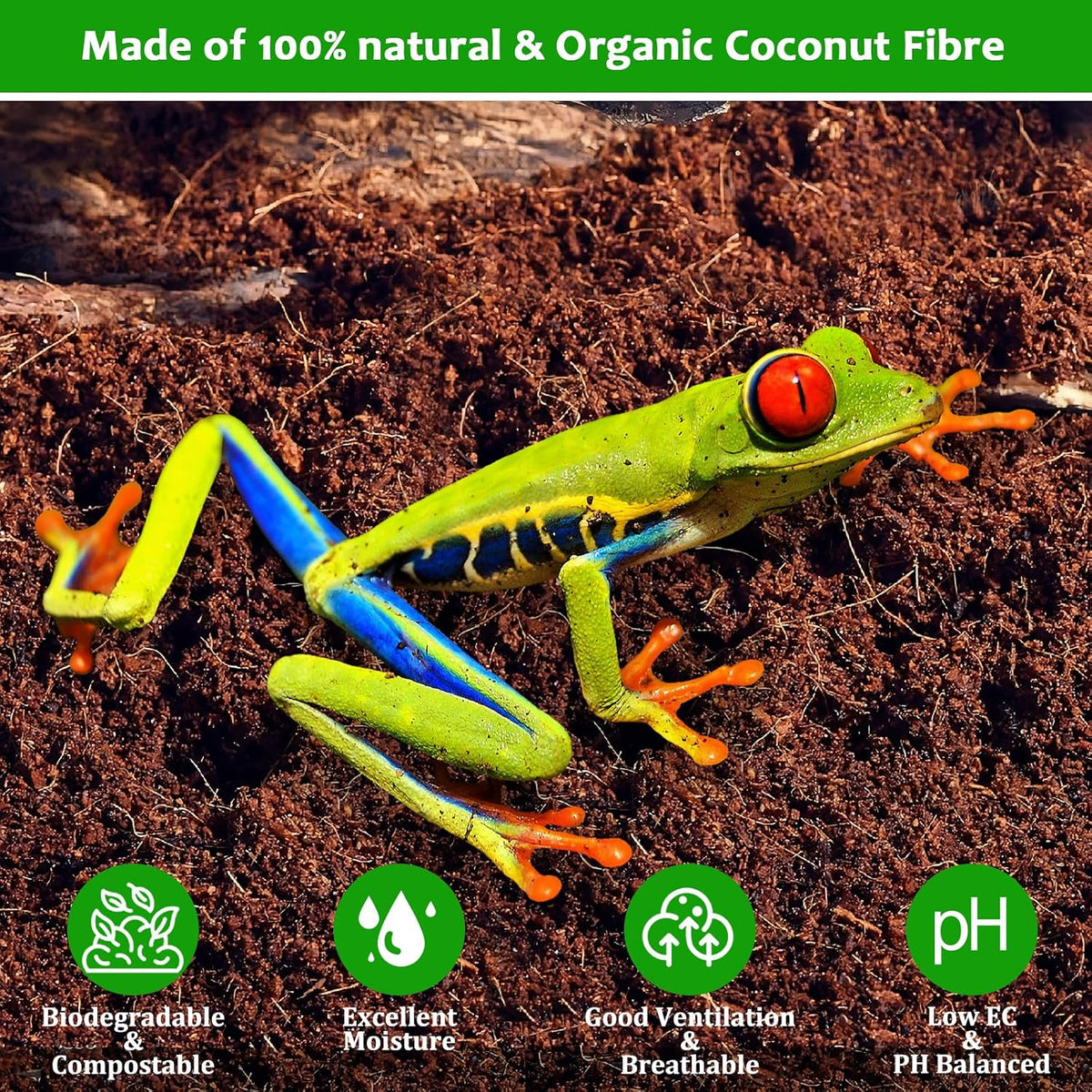 6 Pack Natural Coconut Fiber Substrate, Coco Coir Reptile Bedding