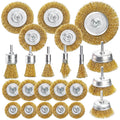 Elsjoy 23 Pack Wire Wheel Brush for Drill, Brass Drill Wire Brush Set