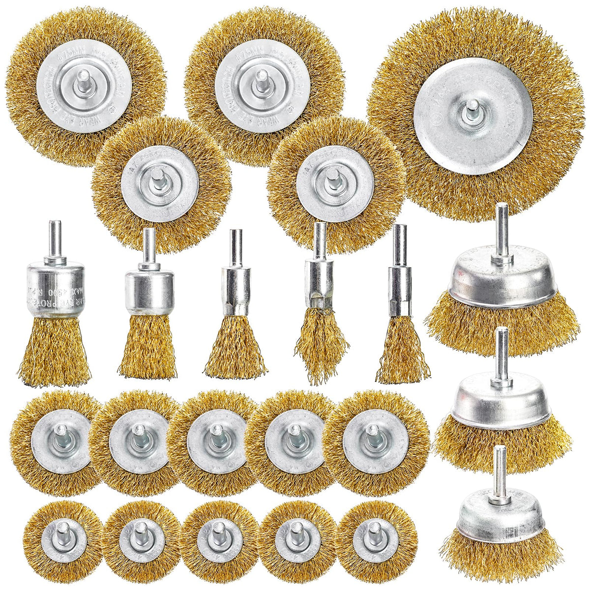 Elsjoy 23 Pack Wire Wheel Brush for Drill, Brass Drill Wire Brush Set