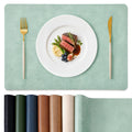 Faux Leather Vinyl Placemats Set of 8, Easy to Clean, Green