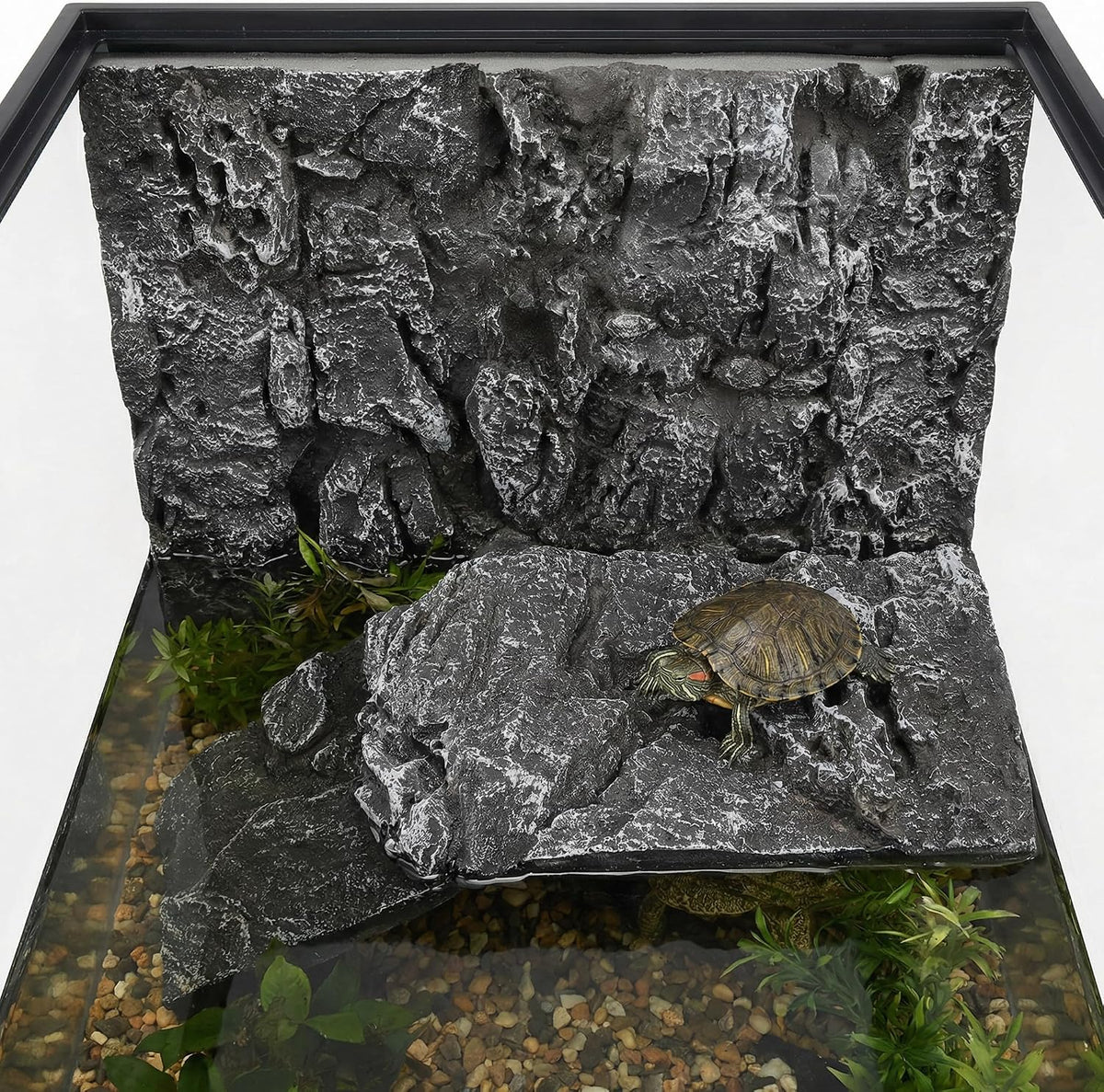 3D Rock Terrarium Background 17.7x11.8in PU Foam Dark Grey