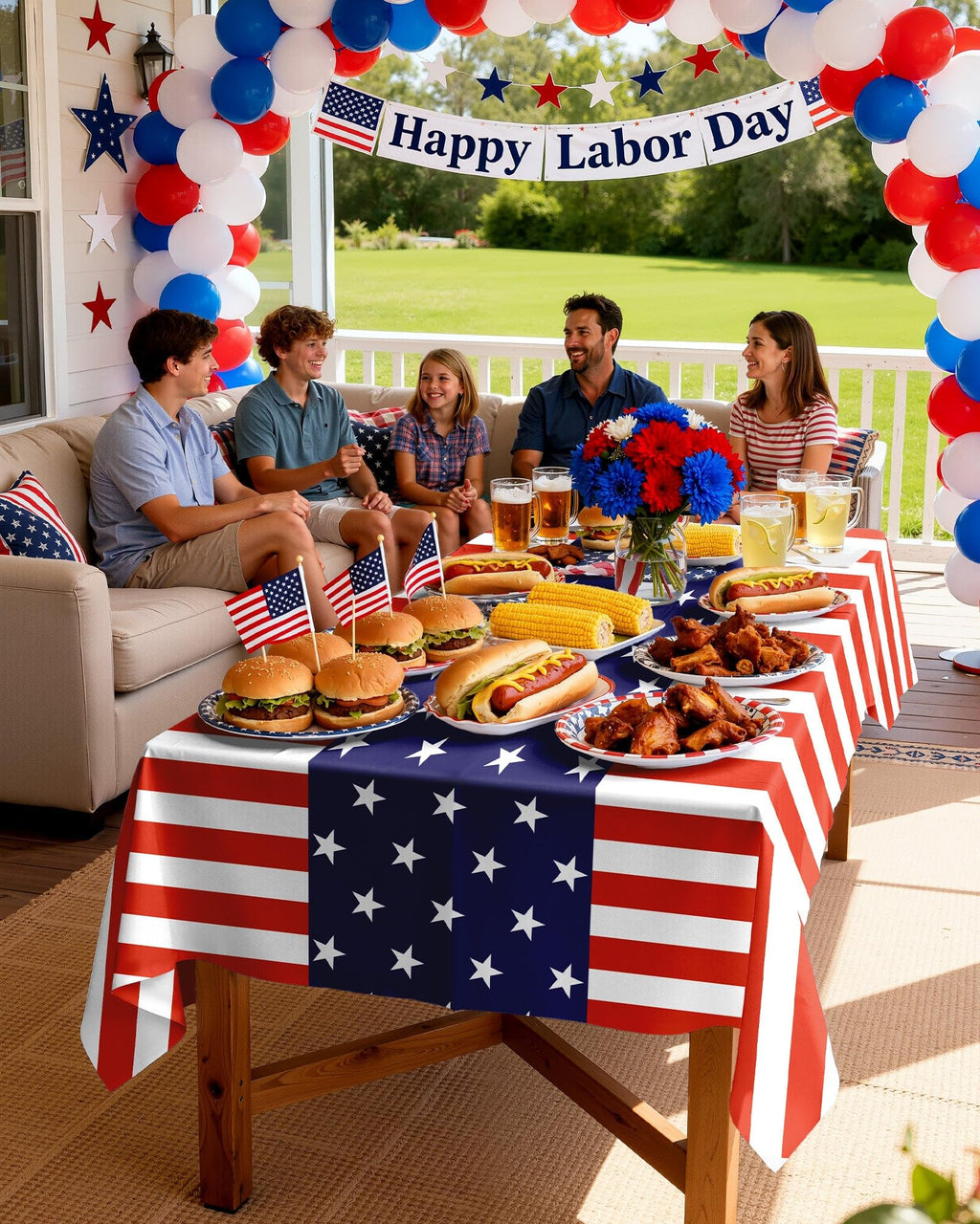 Patriotic Plastic Table Cloth Disposable 10 Pack，American Flag
